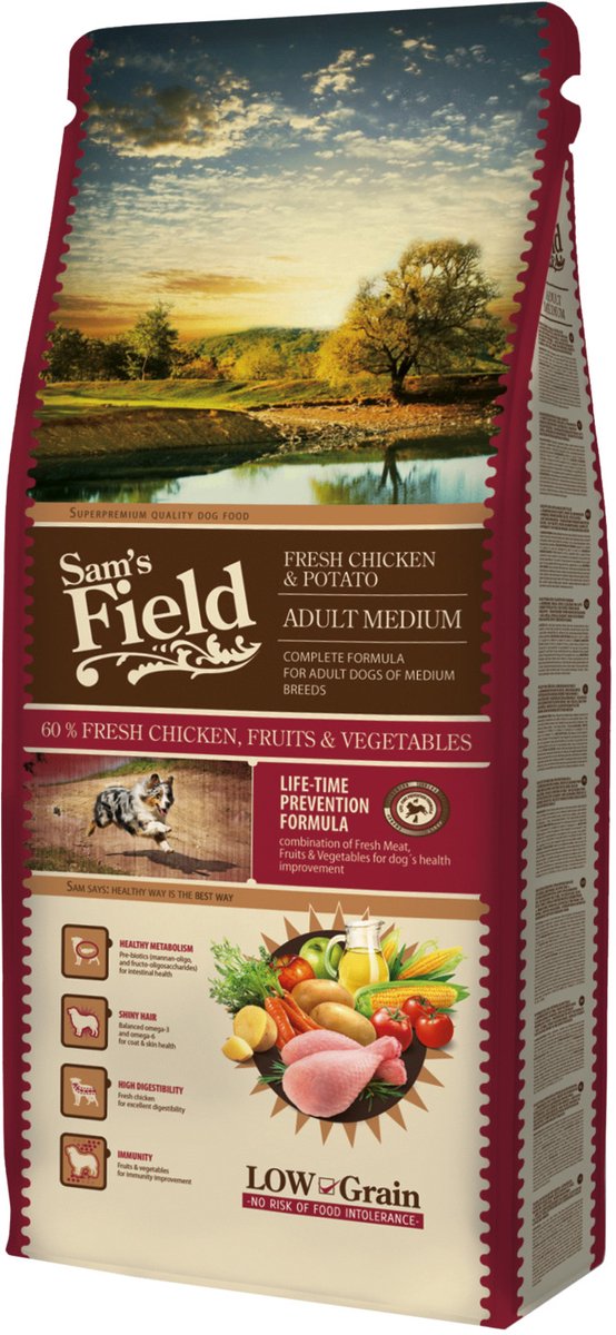 Sam's Field Sam's Field Adult Medium Kip&Aardappel - Hondenvoer - 13 kg