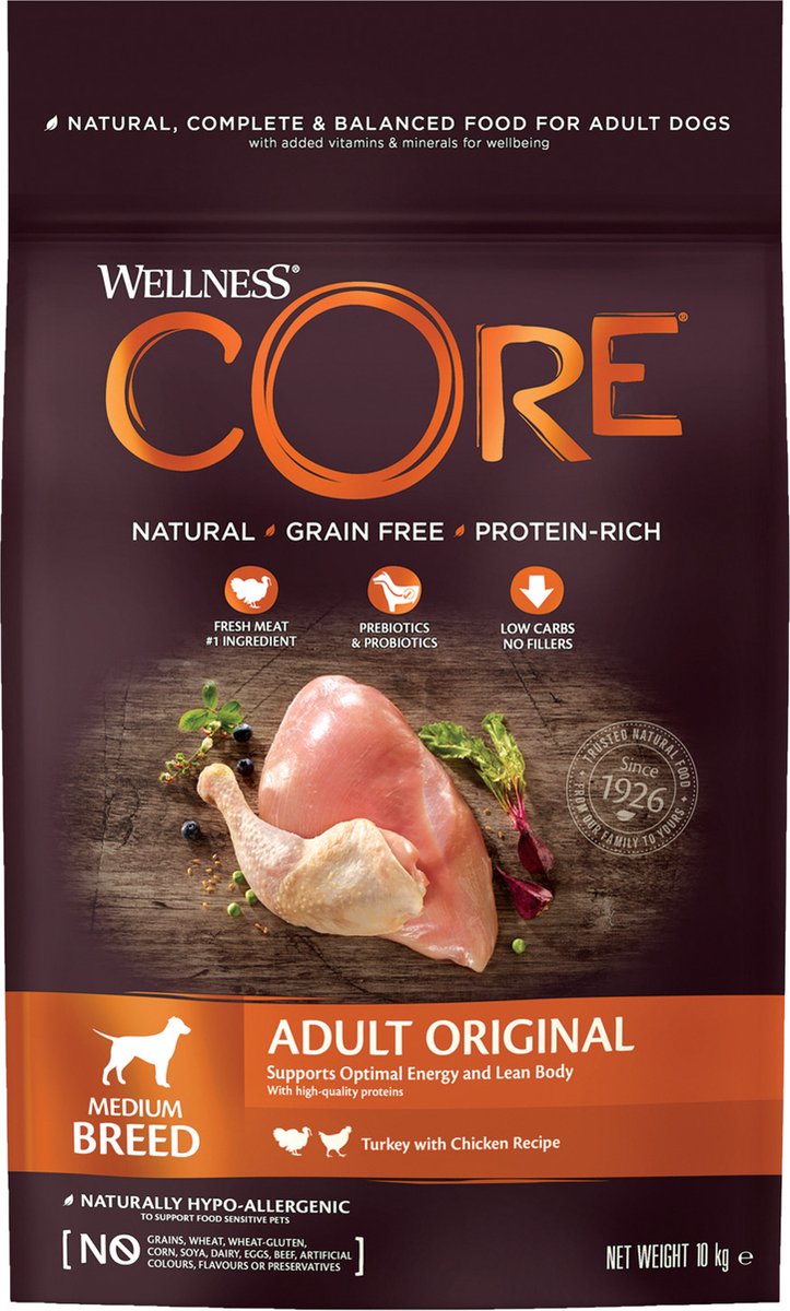 Wellness Core Grain Free Dog Original Kalkoen & Kip – Hondenvoer – 10 kg