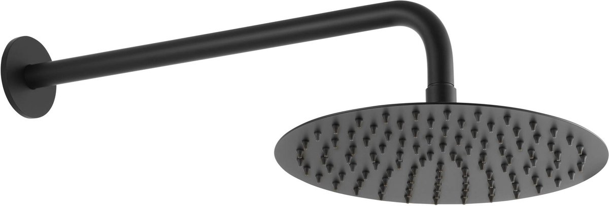 Qisani Flow hoofddouche 25cm met wanddouchearm Zwart Gecoat