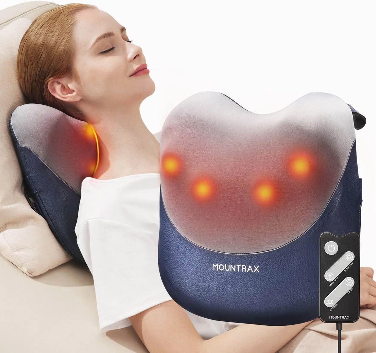 Rugmassageapparaat met warmte | Draagbaar Shiatsu Massagekussen voor Nek en Rug | Diepe Weefsel Pijnverlichting
