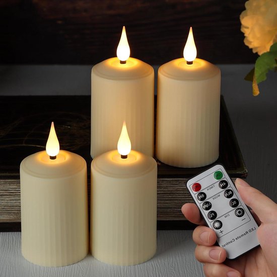 Retoo Led-kaarsen met afstandsbediening, RGB led-kaarsen, vlamloze kaarslichten, stompkaarsen, batterijkaarsen, led-staafkaarsen, set van 3, kleurveranderende ledkaarsen, decoratie voor Kerstmis