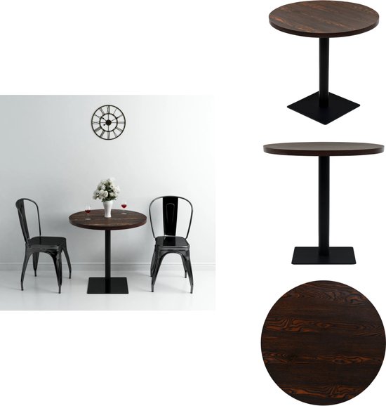 vidaXL Table de bistro - MDF - Acier - 80 x 75 cm - frêne foncé - Table