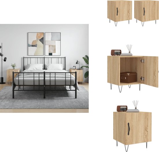 vidaXL Nachtkastjes Set van 2 - Zwart - 40x40x50 cm