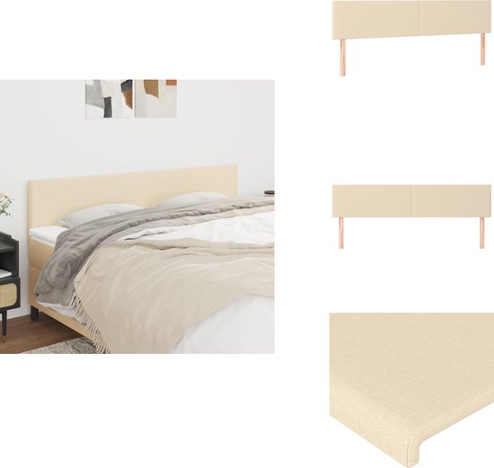 vidaXL Tête de lit - Cadre de lit - 180 x 5 x 78/88 cm - Housse en tissu crème - Partie de lit