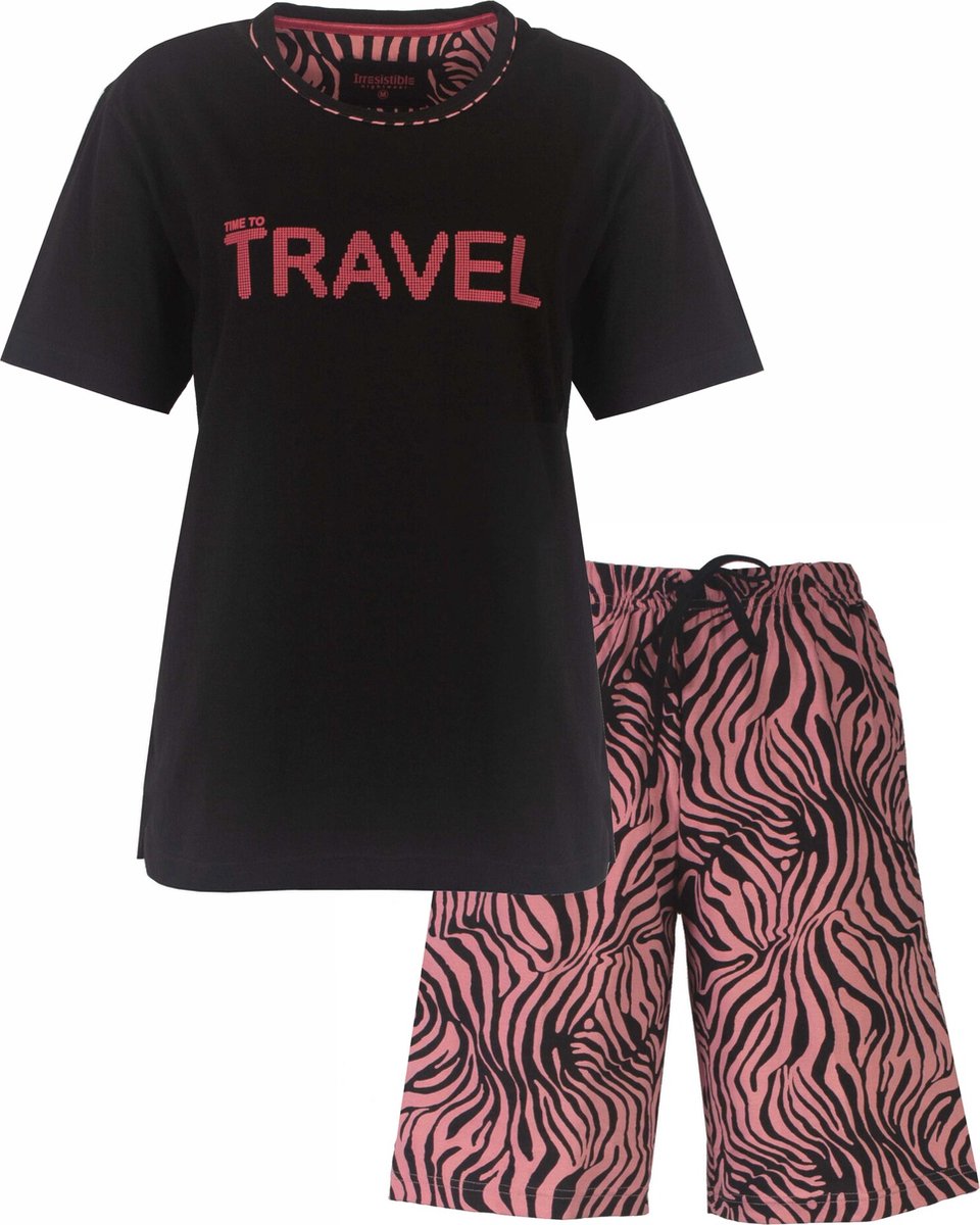 Irresistible Dames Shortama - Katoen - Zebra print - Zwart - Maat S