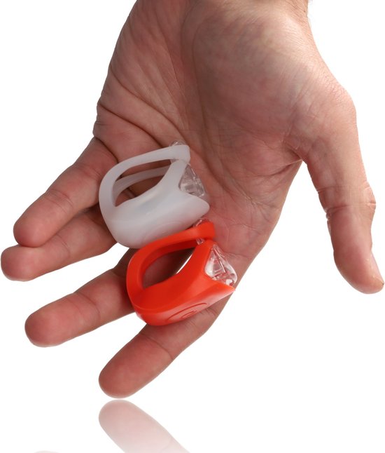 LED Fietsverlichtingsset voorlicht van 2 - waterdichte silicone lampen voor kinderen - Hardlopen verlichting - Wandelen verlichting - wit– Super Felle LED's - Twee Lichtstanden - Inclusief 2 CR2032 Batterijen — afbeelding 3