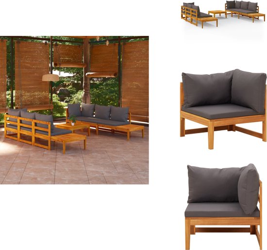 vidaXL Ensemble de jardin Bois d'acacia - 175x66x60 cm - kussen gris foncé - Ensemble de jardin