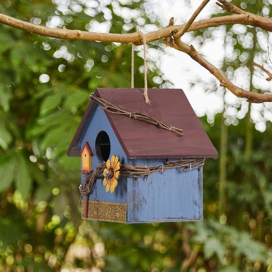 Nichoir à oiseaux suspendu en bois, nid d'oiseau pour mésange, nichoir pour oiseaux pour l'extérieur, nichoir pour oiseaux résistant aux intempéries, pour fenêtres de jardin, maisons de campagne