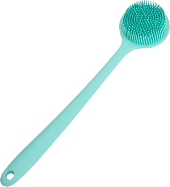 Foto: Doucherugborstel zachte siliconen doucheborstel aan de achterkant doucheborstel lange steel unisex lichtgroen badborstel dry brush rug scrubber lichaamsborstel rugborstel douche met steel huidborstel doucheborstel bad douchea