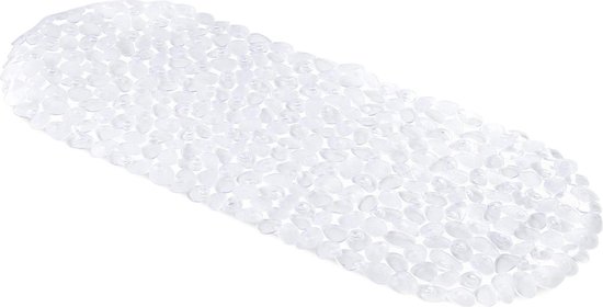 Foto: Antislip badkuipmat transparant lange douchemat 99 x 39 cm steenmotief geurloze pvc badmat met zuignappen badmat voor antislip