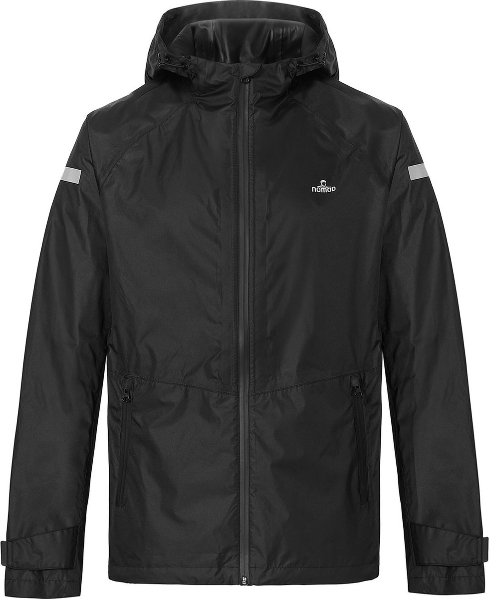 NOMAD® Premium Regenjas Heren | XXL | Zwart | Zeer Waterdicht 15.000 Waterkolom | Getapete Naden | Zeer Ademend 10.000 g/m² | Jas met Capuchon