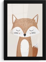 Poster in lijst - Fotolijst 20x30 cm - Posters - Vos - Dier - Bosdieren - Posterlijst zwart - Kamer decoratie - Wanddecoratie kinderkamer - Muurdecoratie babykamer