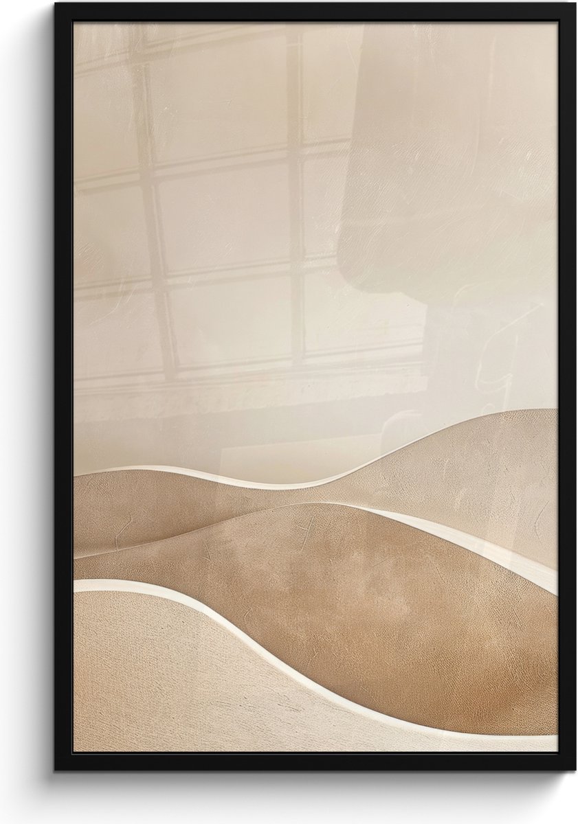 FrameYourWall Poster in lijst - Fotolijst 60x90 cm - Posters - Beige - Natuur - Abstract - Modern - Posterlijst zwart - Decoratie - Wanddecoratie woonkamer - Muurdecoratie slaapkamer Beige - Landschap