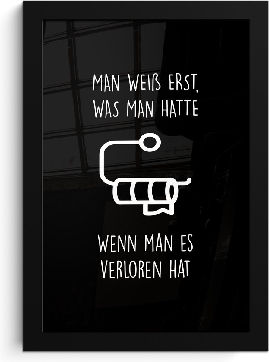 Poster in lijst - Fotolijst 20x30 cm - Posters - Quotes - WC papier - Zwart - Humor - Post