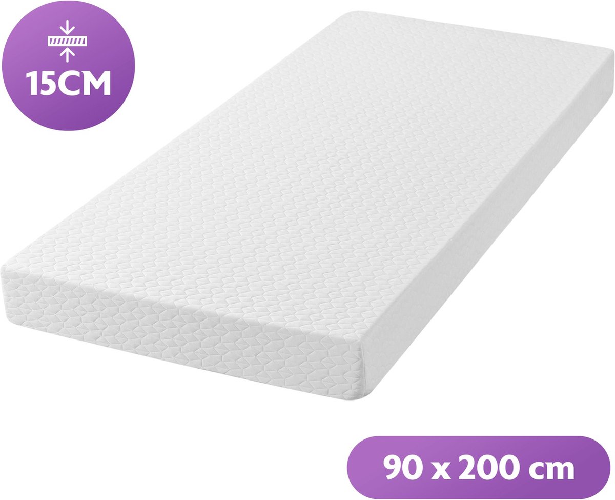 Densi Matras - 90x200 cm - 15cm dik - Koudschuim - Afritsbare hoes wit