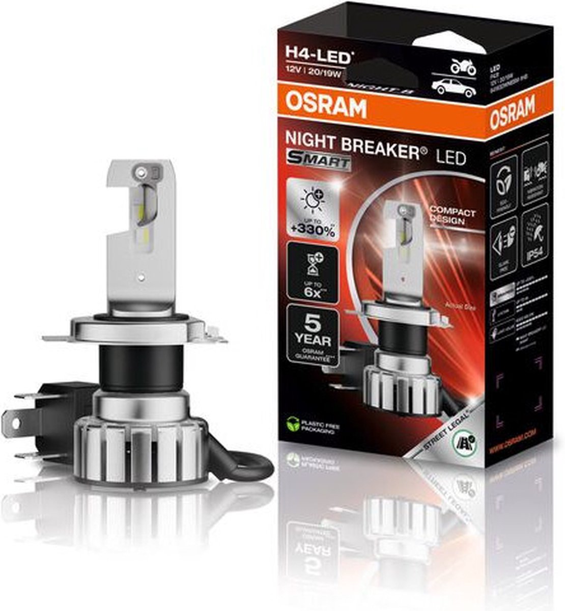 Osram Night Breaker LED Smart H4 Moto 64193DWNBSM-1HB enkele lamp – foto 3