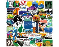 Outdoor Stickers - 50 stuks - Hiking, Camperen, Bergen, Reizen - Laptopstickers/Kofferstickers/Reisjournal