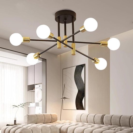 4-lampen Kroonluchter Industriële Plafondlamp Hanglamp Slaapkamer Woonkamer Hal Keuken Eetkamer Zwart Goud