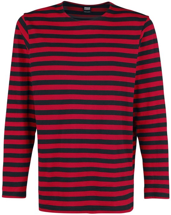Urban Classics - Chemise à manches longues Regular Stripe LS firered/blk - L - Rouge/ Zwart