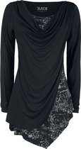 Black Premium by EMP Zwart longsleeve shirt met watervalhals en print - Dames - XXL