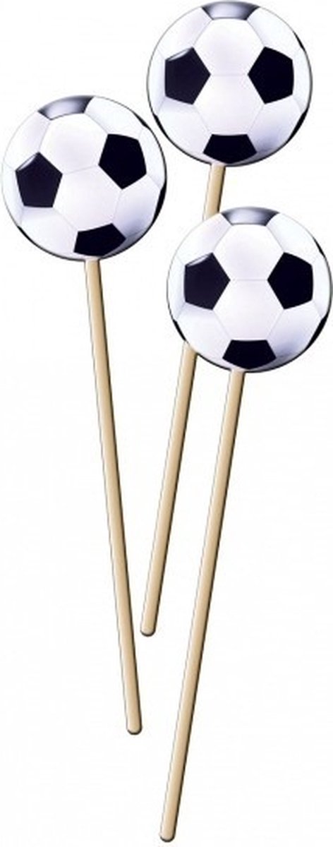 Voetbal prikkers - 16x stuks - 20 cm - cocktail prikkers - ek/wk - oranje
