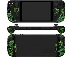 LCD Grips Anti-Skid - Steam Deck Controller Sticker met Duim Grip Caps en Back Button-Groene Bladeren