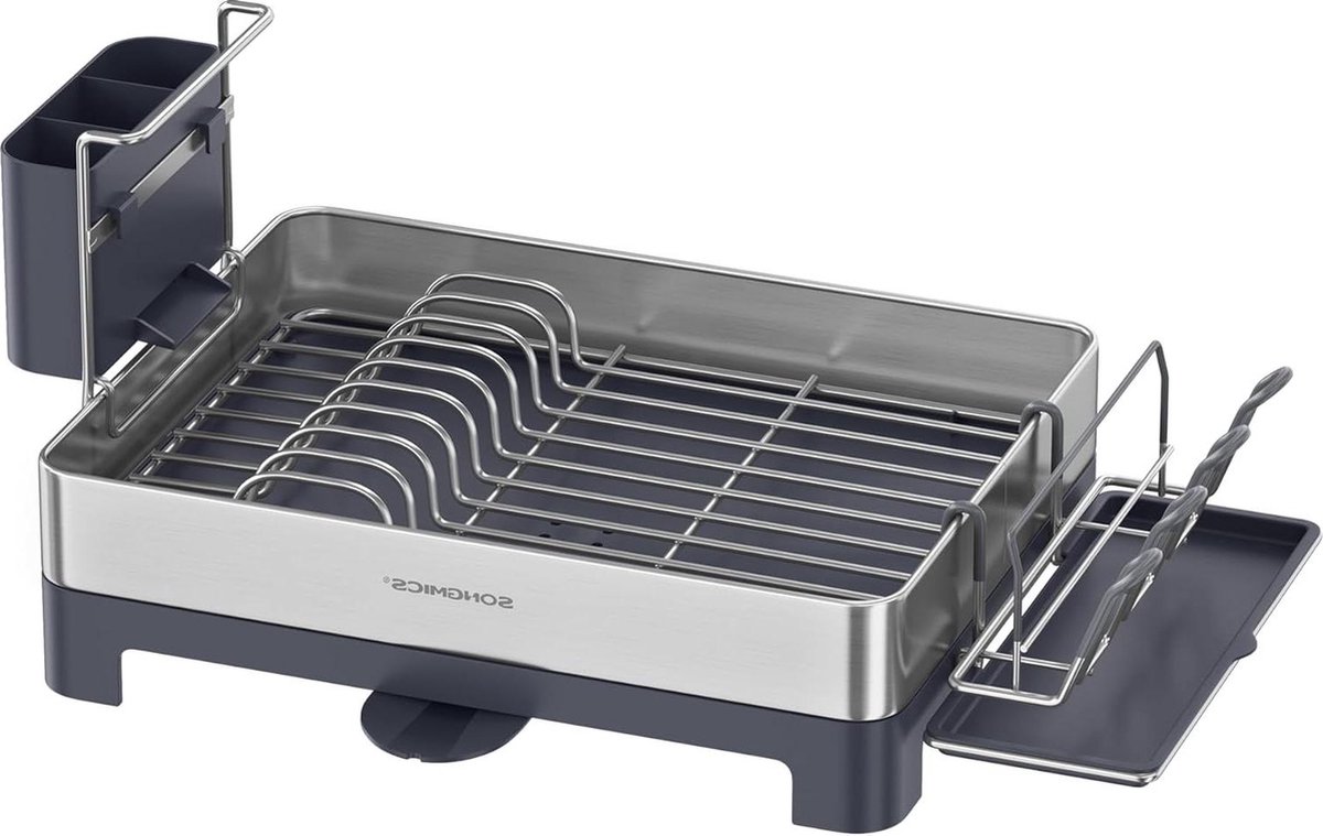 Goedkoopste Afdruiprek roestvrij staal draaibare uitloop lekbak bekerhouder vingerafdrukbestendig keuken 317 x 572 cm zilvergrijs - groot - modern