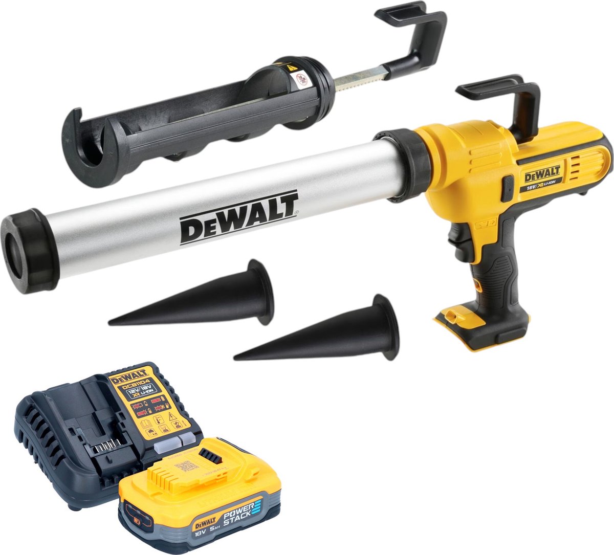 DeWalt DCE 581 H1K accupistool 18 V 310 ml + 1x Powerstack accu 5.0 Ah + lader + koffer
