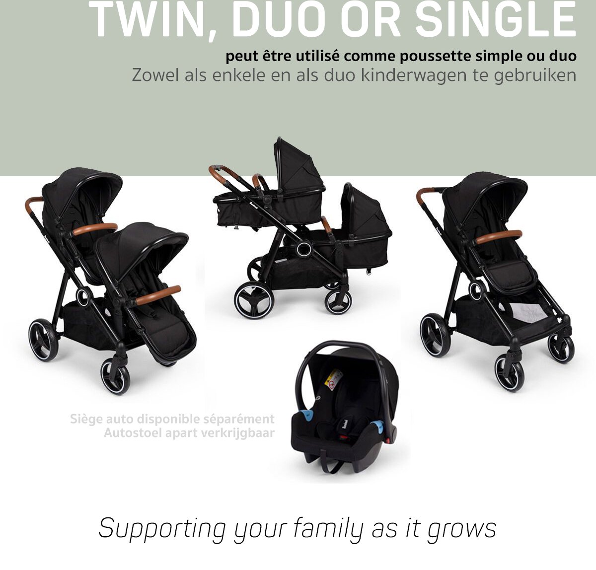 Baninni Luiz - Tweeling Kinderwagen - Duo Buggy - incl. 2 - afbeelding 2