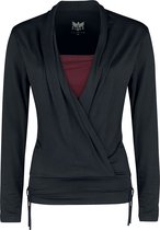 Black Premium by EMP Zwart shirt met lange mouwen in wikkellook met gekleurde insert - Dames - L