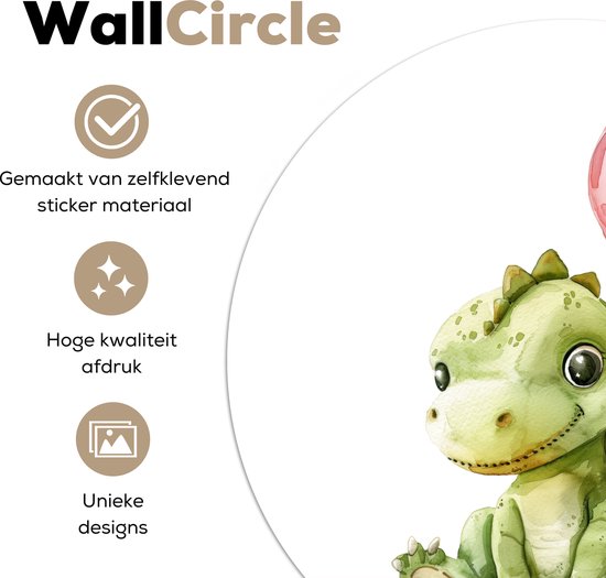 WallCircle® - Behangcirkel 140x140 cm - Muurstickers Draak - Baby dier - Roze ballon - Muurcirkel - Kinderkamer accessoires - Decoratie babykamer - Wandcirkel zelfklevend