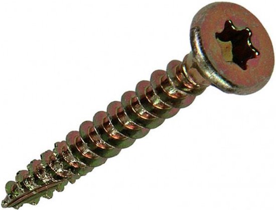 Houtschroef. 4.0 x 30mm. lang. verzinkt. platkop-torx. 200 stuks spaanplaatschroeven. Sam.