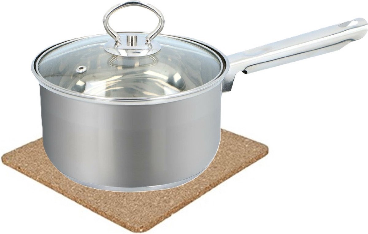Alessandro Onderzetter voor pannen - set 2x - kurk - 18 x 18 cm - vierkant - hittebestendig - kookpannen/ovenschalen