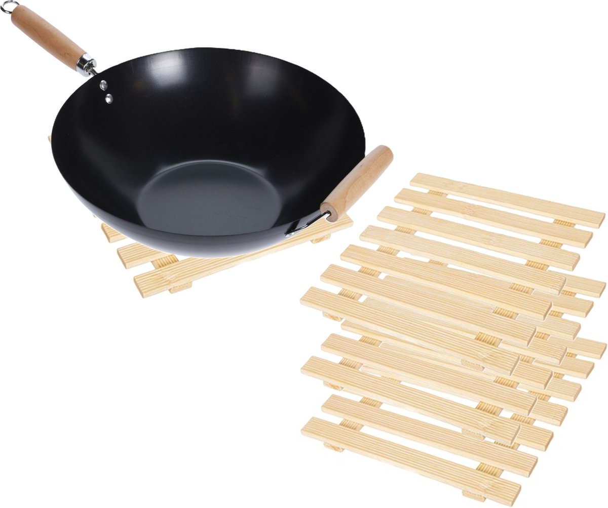 Alessandro Onderzetter voor pannen - 4x - hout - 18 x 18 cm - vierkant - hittebestendig - kookpannen/ovenschalen