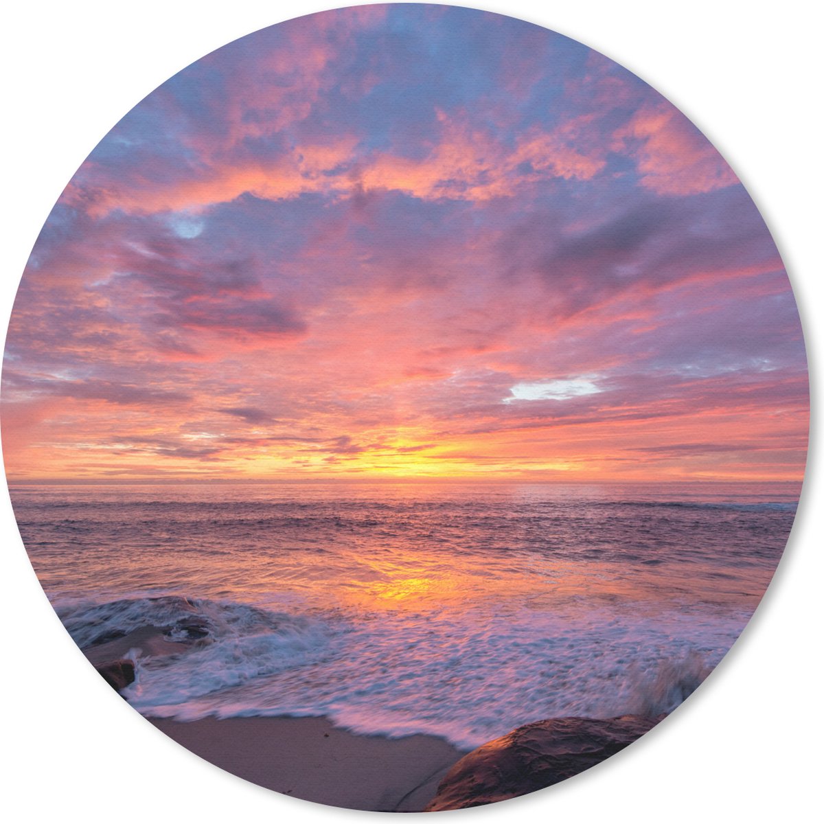 Muismat rond 30x30 cm - Mousepad Strand - Zee - Zonsondergang - Ronde muismatten
