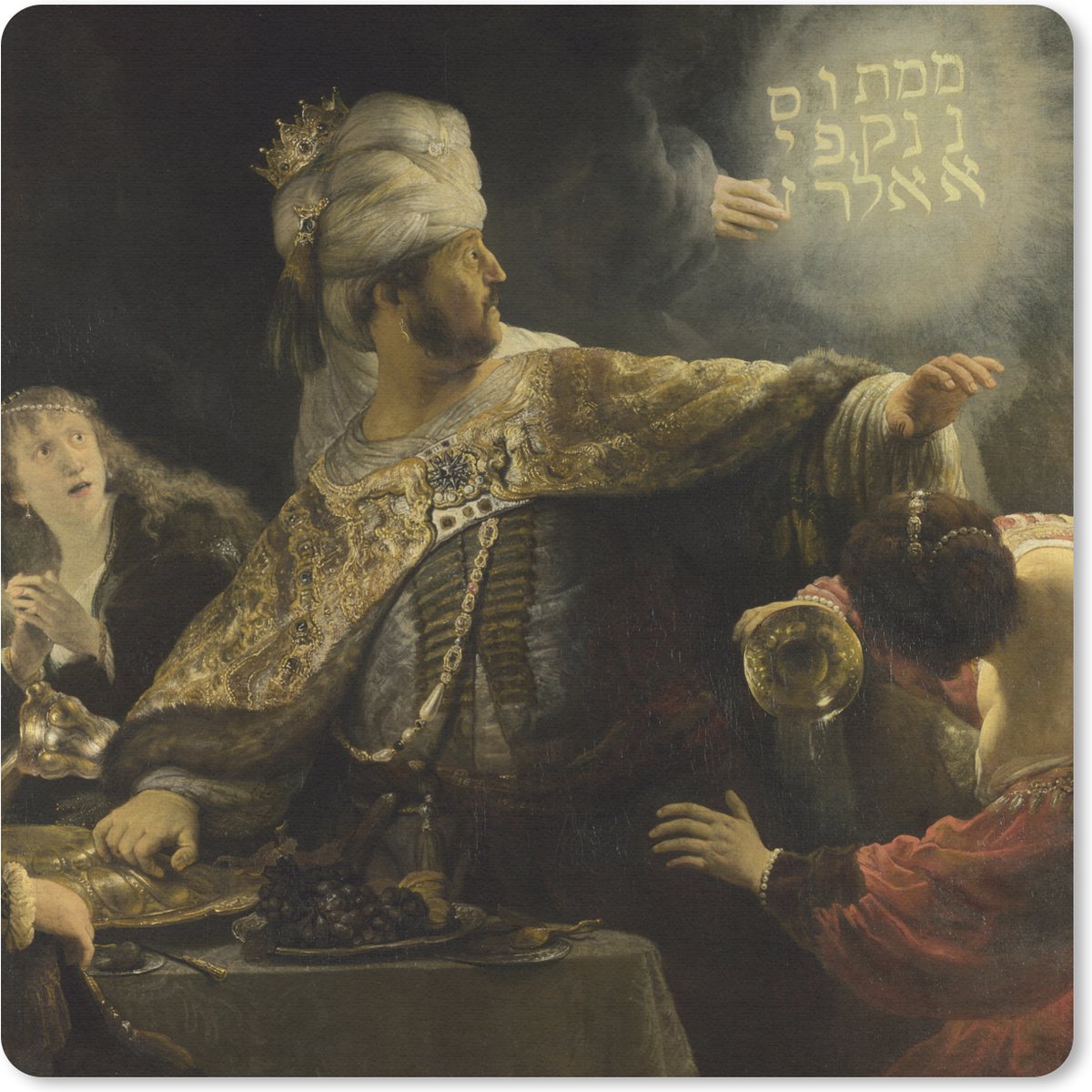 Muismat 30x30 cm - Mousepad Het feestmaal van Belsazar - Rembrandt van Rijn - Muismatten