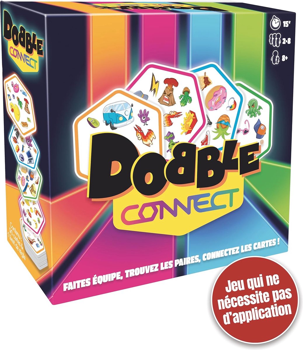 Gezelschapsspel Dobble Connect - Snelheids- en Strategie Spel voor het Gezin - 2 tot 8 Spelers vanaf 8 Jaar - 15 Minuten Speeltijd