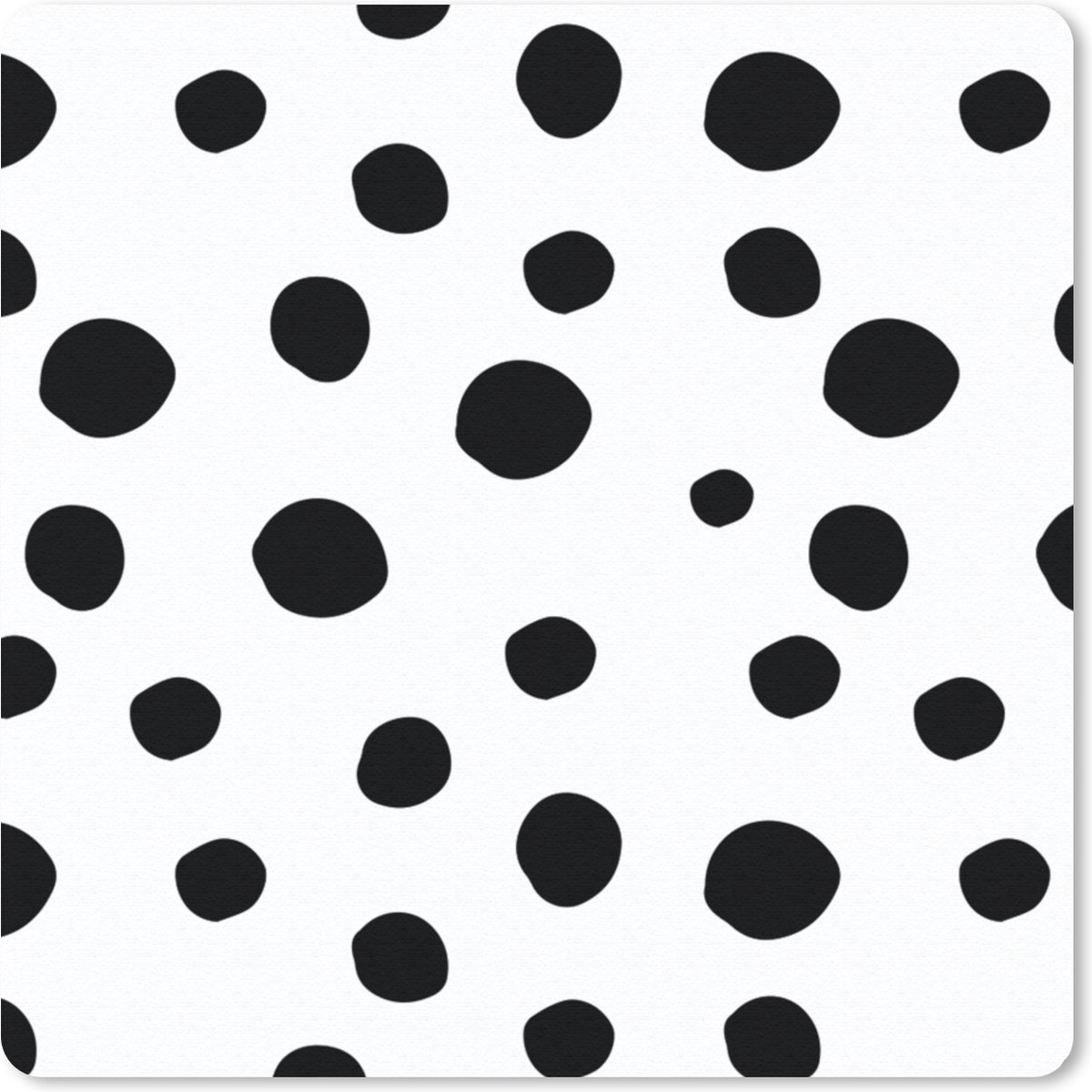 Muismat 30x30 cm - Mousepad Zwart - Wit - Design - Stippen - Patronen - Muismatten