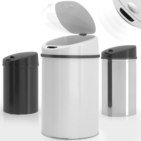 Bayt Poubelle De Cuisine 60 Litres à Capteur - Ouverture Automatique Mains Libres - Métallique Noir