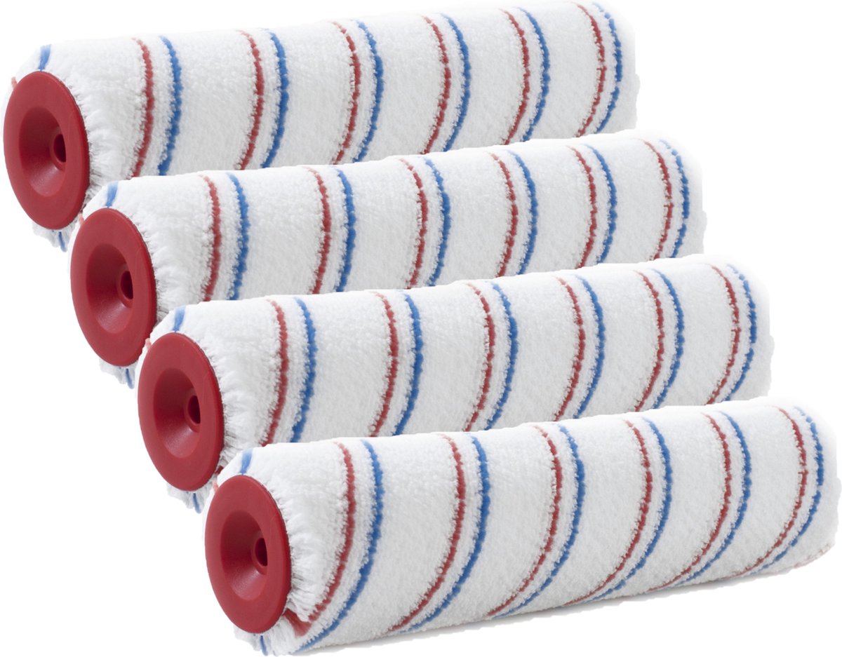 Sorex Muur vacht anti spat verfrollen - 4x - polyester microvezel pluisvrij - 6,6 x 25 cm - Verfspullen - Verfroller