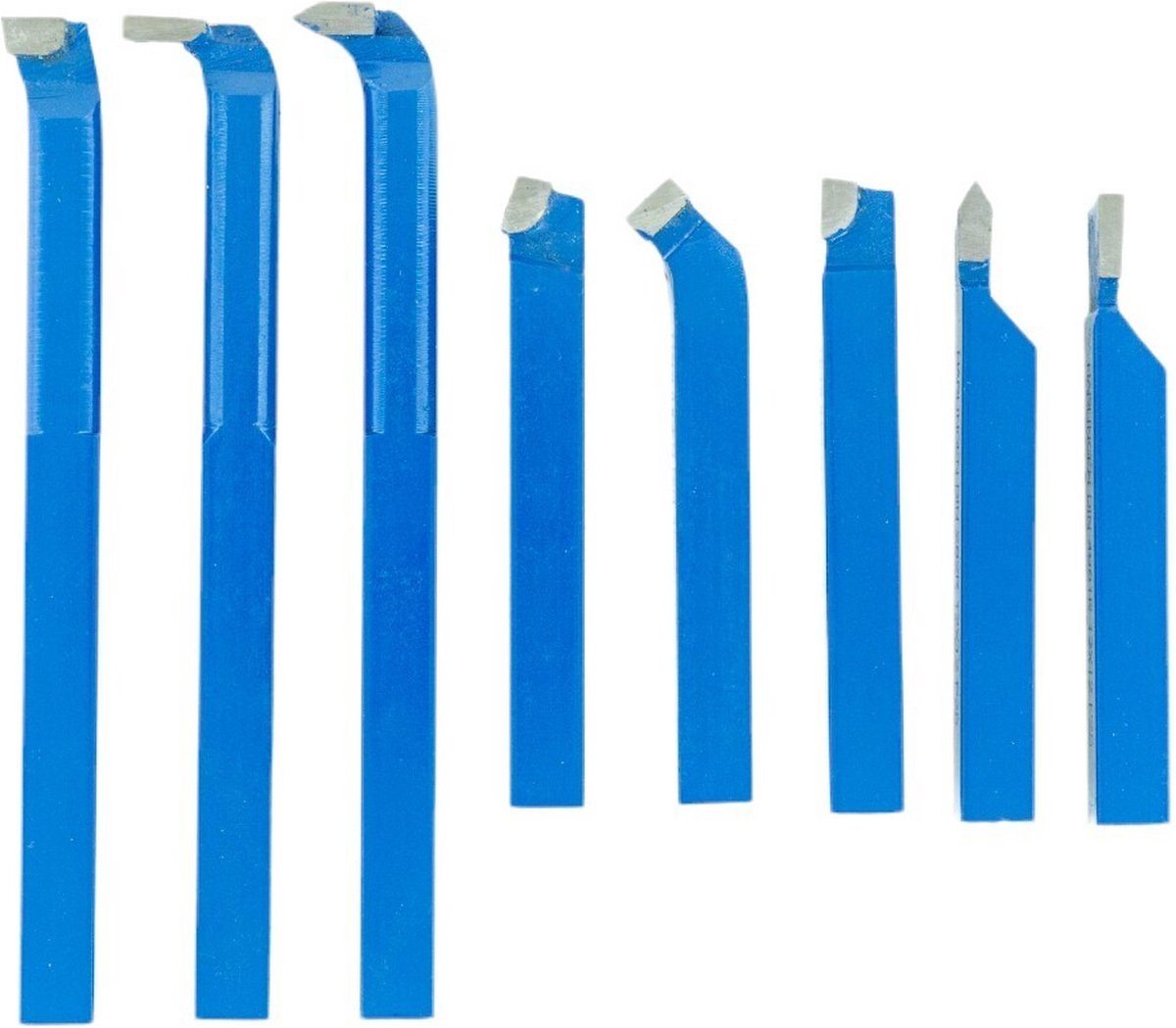 8 delige widia beitelset met gesoldeerde / opgebraseerde beitels kwaliteit P25 12x12 mm MW Tools DBST0812