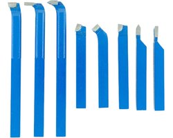 8 delige widia beitelset met gesoldeerde / opgebraseerde beitels kwaliteit P25 12x12 mm MW Tools DBST0812