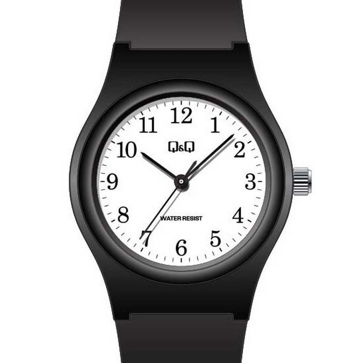 QQ CP01J800Y - Horloge - Sport - Analoog - Dames - Vrouwen - Plastic band - Rond - Cijfers - Kunststof - Zwart - Wit