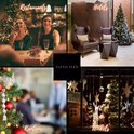Collage de sapins de Noël dans différents environnements commerciaux : restaurants, hôtels, bureaux et magasins.