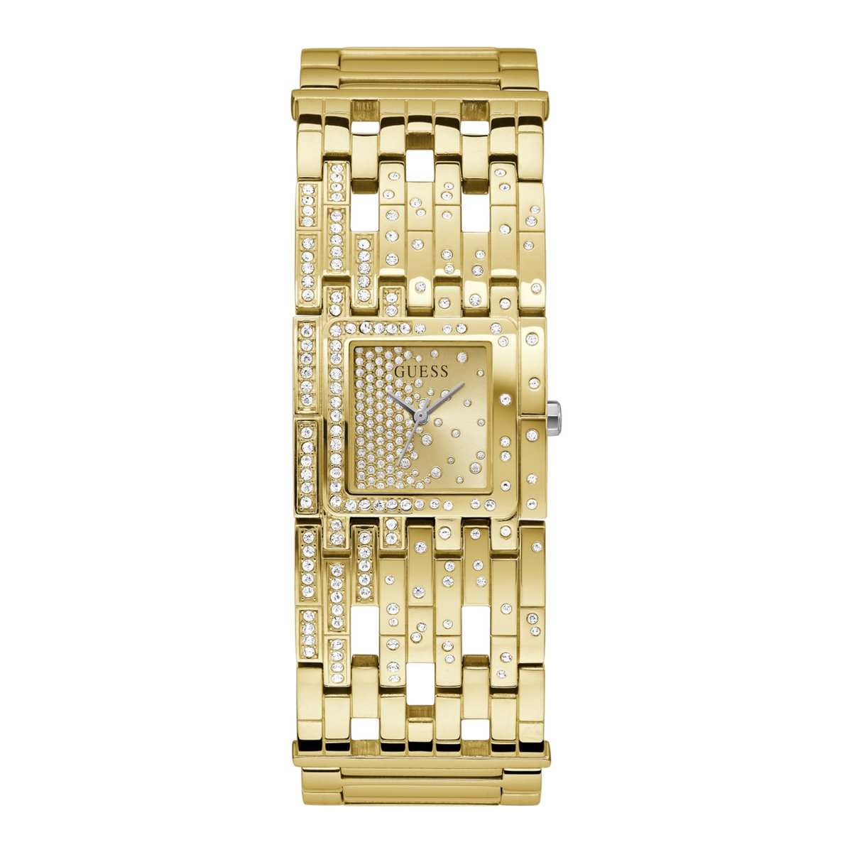 Guess Dames Horloge GW0441L2 Staal met Geelgouden Plating Quartz Vierkant met Zirkonia