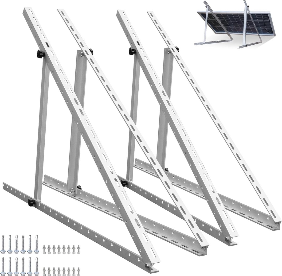 Zonnepaneelhouders - 4 Stuks - Instelbare Aluminium Bevestigingsset voor Balkonkrachtcentrale