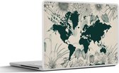 Laptop sticker - 11.6 inch - Wereldkaart - Bloemen - Planten - 30x21cm - Laptopstickers - Laptop skin - Cover