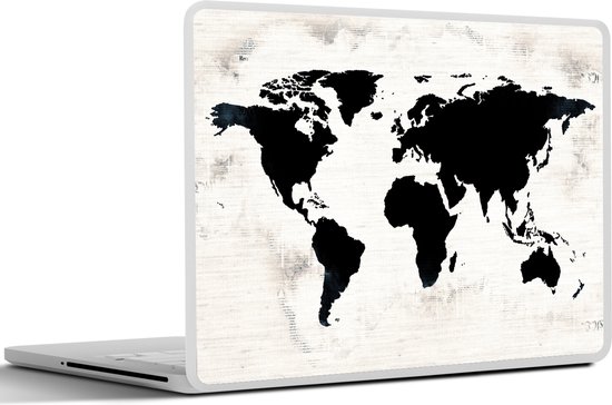 Autocollant pour ordinateur portable - 11,6 pouces - Wereldkaart - Zwart - Bois - 30x21cm - Autocollants pour ordinateur portable - Skin pour ordinateur portable - Couverture