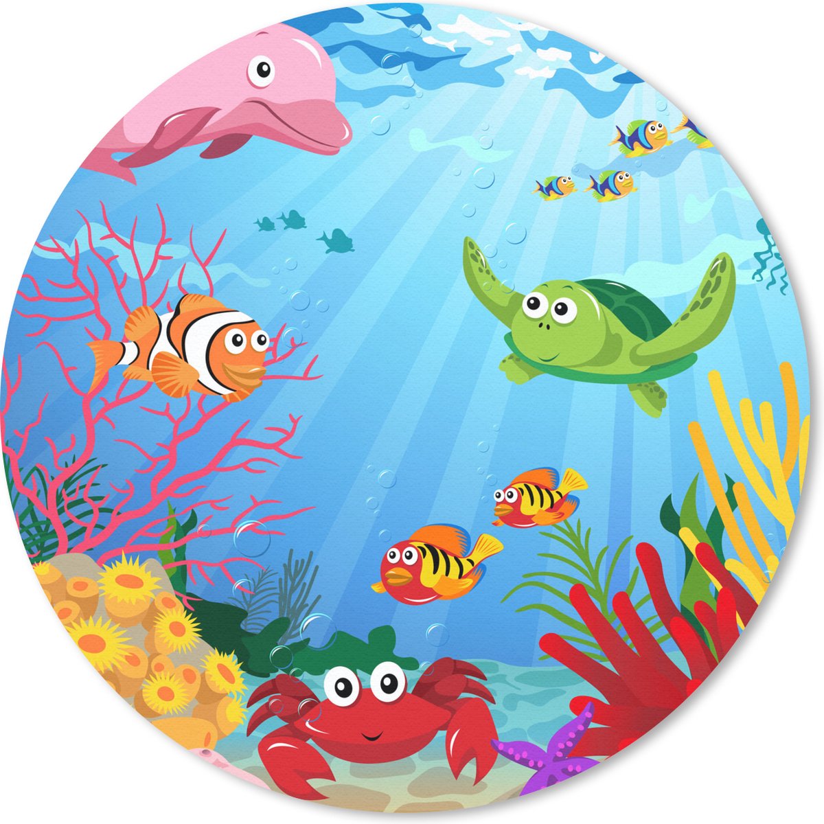 Muismat rond 30x30 cm - Mousepad Kinderen - Dieren - Zee - Ronde muismatten