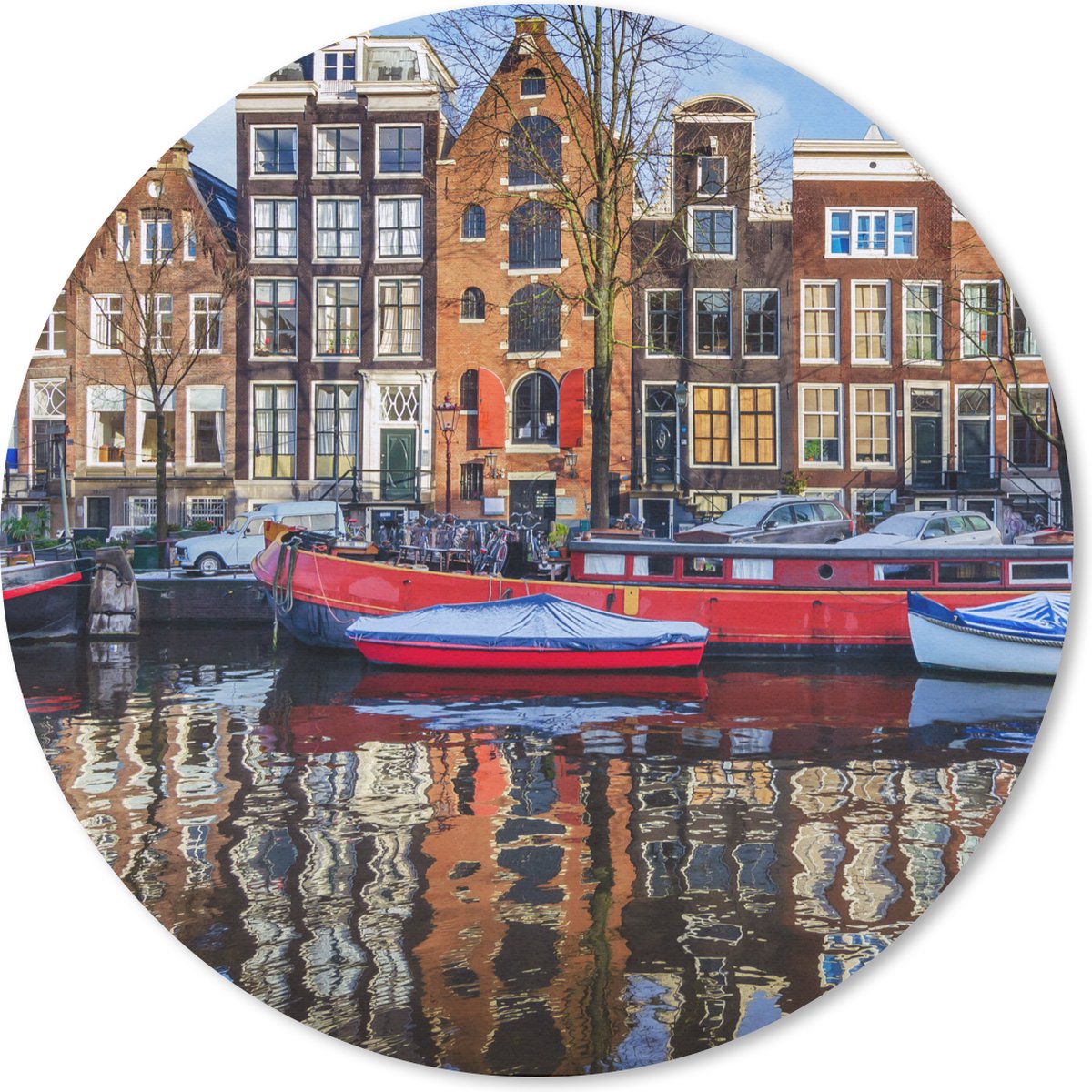 Muismat rond 20x20 cm - Mousepad Kanaal in Amsterdam - Ronde muismatten